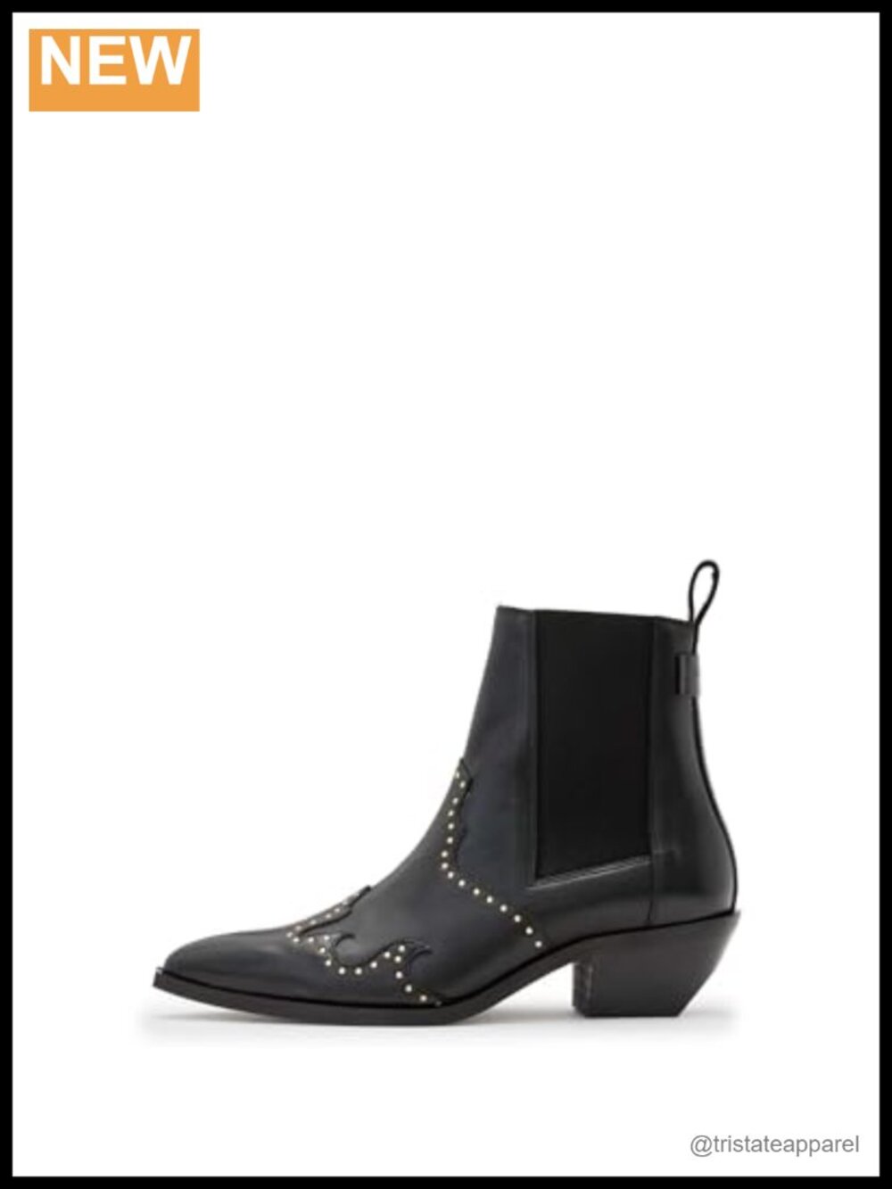 AllSaints Denver Stud Mid-Calf Leather Chelsea Boots